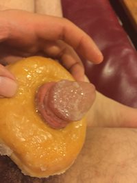 Fucking a doughnut as part of a JOI session