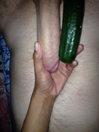 We had fun with the cucumber and the cock at the same time tonight ;-)