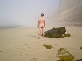 Misty morning beach