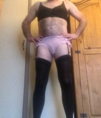 Just me in my stockings and panties.