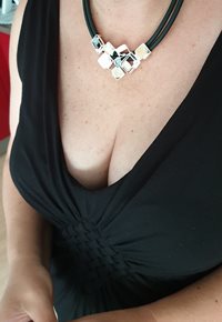 Cleavage of my slutwife while we went out.