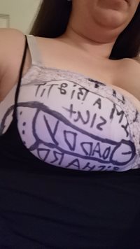 cum slut wrighting on my only bra i got so i wanted to ruin it in a slutty ...