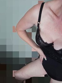 Sloppy editing, corny pose, lovely lingerie