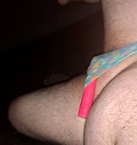 My pink vibrator, toy in my bum, and panties feel so naughty and so good.  ...