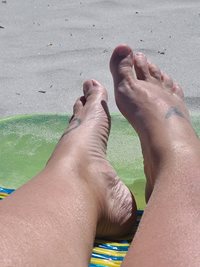 Relaxing on the beach today. Anyone want to rub my feet?