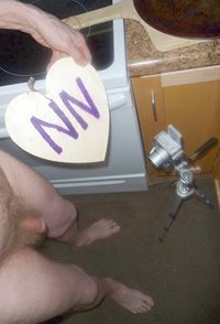 A looking down frontal lower body scene near my oven/stove in late April of...