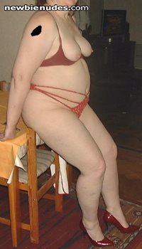 my bbw wife in red