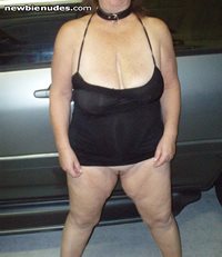 Slut likes showing off her tits and what's under her short black mini dress...