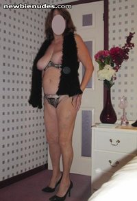 Wife modeling her latest lingerie.