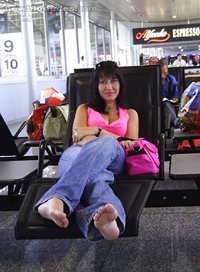 showing my feet in frankfurt airport on my way home to calgary.