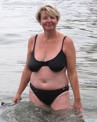 Ivana's bikini can't hide huge saggy udders, protruding nipples and thick p...
