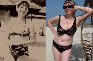 Beautiful Ivana - on the beach then and now. Each time happy and teasing...