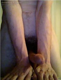Big stiff prick between the wrists, I love spunking my cock off in this pos...