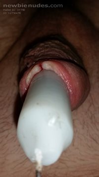 Cock stretching and hot wax at the same time ouch