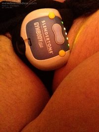 Electric pulses to balls, cock and anus, full power. Painful but fun.