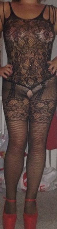 New body stocking and heels.