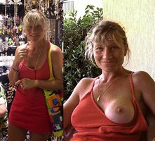 Blonde mature flashing